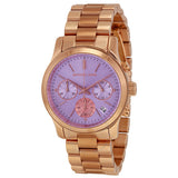  Shop Authentic Michael Kors Runway Chronograph Purple Dial Rose Gold Steel Strap Watch For Women - MK6163 - Luxxuri