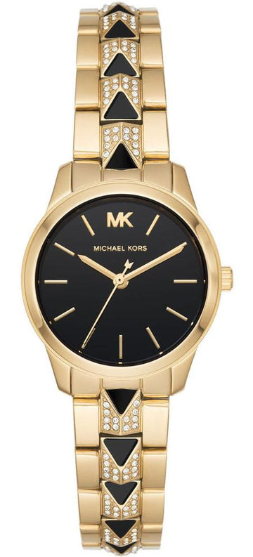 Michael Kors Runway Mercer Quartz Black Dial Two Tone Steel Strap Watch For Women - MK6672