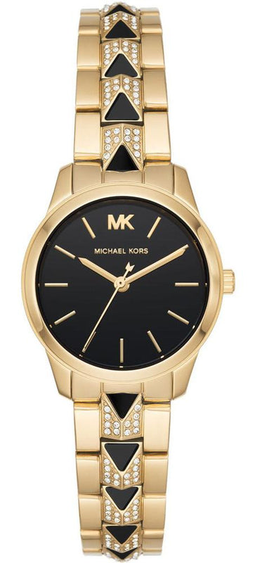  Shop Authentic Michael Kors Runway Mercer Quartz Black Dial Two Tone Steel Strap Watch For Women - MK6672 - Luxxuri