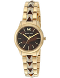 Michael Kors Runway Mercer Analog Brown Dial Gold Steel Strap Watch For Women - MK6855