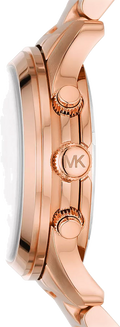 Michael Kors Runway Chronograph Pink Dial Rose Gold Steel Strap Watch For Women - MK7352
