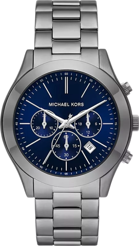  Shop Authentic Michael Kors Slim Runway Chronograph Blue Dial Grey Steel Strap Watch For Men - MK8987 - Luxxuri