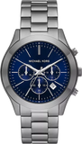  Shop Authentic Michael Kors Slim Runway Chronograph Blue Dial Grey Steel Strap Watch For Men - MK8987 - Luxxuri