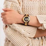  Shop Authentic Michael Kors Runway Three-Hand Brown Dial Two Tone Steel Strap Watch for Women - MK7354 - Luxxuri