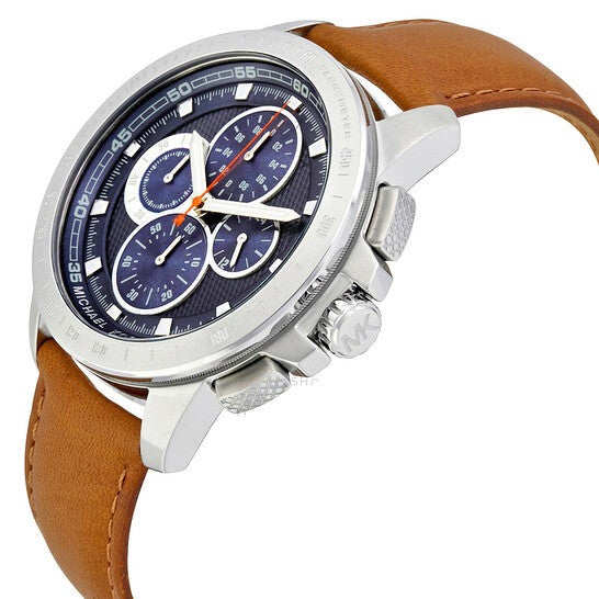  Shop Authentic Michael Kors Ryker Chronograph Analog Blue Dial Brown Leather Strap Watch For Men - MK8518 - Luxxuri