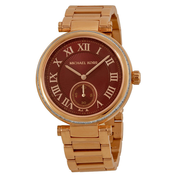  Shop Authentic Michael Kors Skylar Maroon Dial Rose Gold Steel Strap Watch for Women - MK6086 - Luxxuri