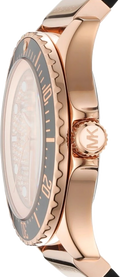 Michael Kors Everest Analog Rose Gold Dial Black Silicone Strap Watch For Women - MK7358