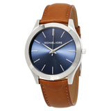  Shop Authentic Michael Kors Slim Runway Analog Blue Dial Brown Leather Strap Watch For Men - MK8508 - Luxxuri