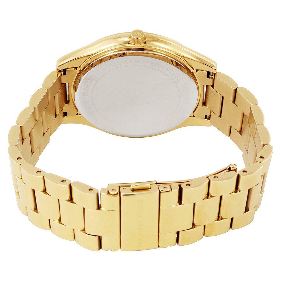  Shop Authentic Michael Kors Slim Runway Gold Dial Gold Steel Strap Watch for Women - MK3590 - Luxxuri
