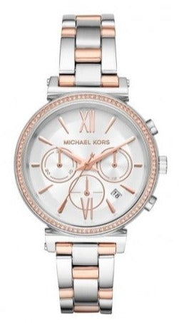  Shop Authentic Michael Kors Sofie Chronograph Quartz White Dial Two Tone Steel Strap Watch For Women - MK6558 - Luxxuri