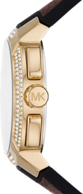 Michael Kors Sidney Multifunction White Dial Brown Leather Strap Watch For Women - MK6948