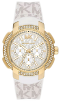 Michael Kors Sydney Quartz White Dial White Leather Strap Watch For Women - MK7221