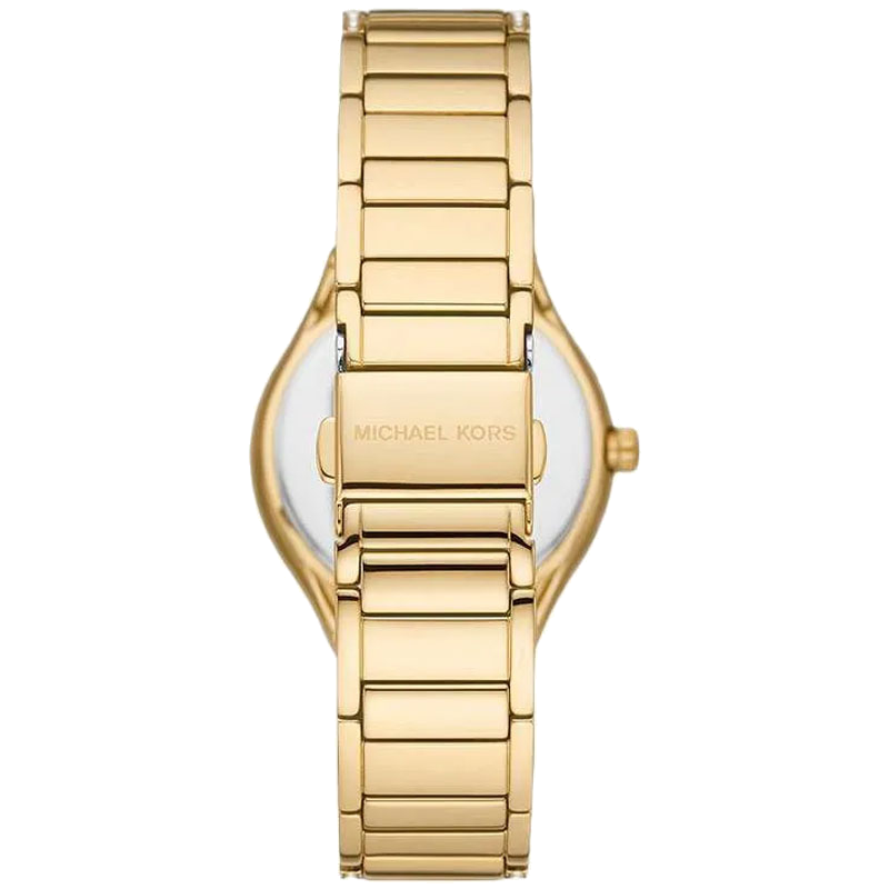 Michael Kors Sylvia Mother Of Pearl Dial Gold Steel Strap Watch For Women - MK4655