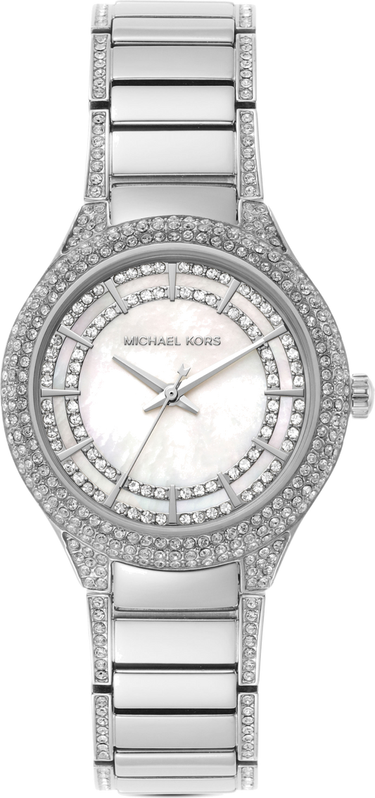 Michael Kors Sylvia Mother of Pearl Dial Silver Steel Strap Watch For Women - MK4657
