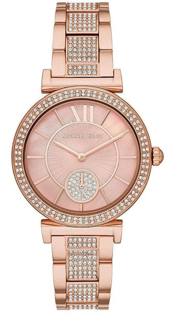  Shop Authentic Michael Kors Abbey Three-Hand Analog Crystals Rose Gold Dial Rose Gold Steel Strap Watch for Women - MK4617 - Luxxuri
