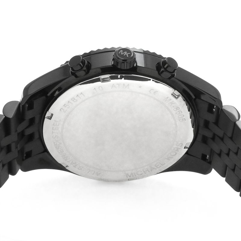 Michael Kors Lexington Chronograph Black Dial Black Steel Strap Watch for Men - MK8603