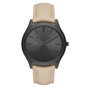  Shop Authentic Michael Kors Slim Runway Black Dial Beige Leather Strap Watch For Men - MK8510 - Luxxuri