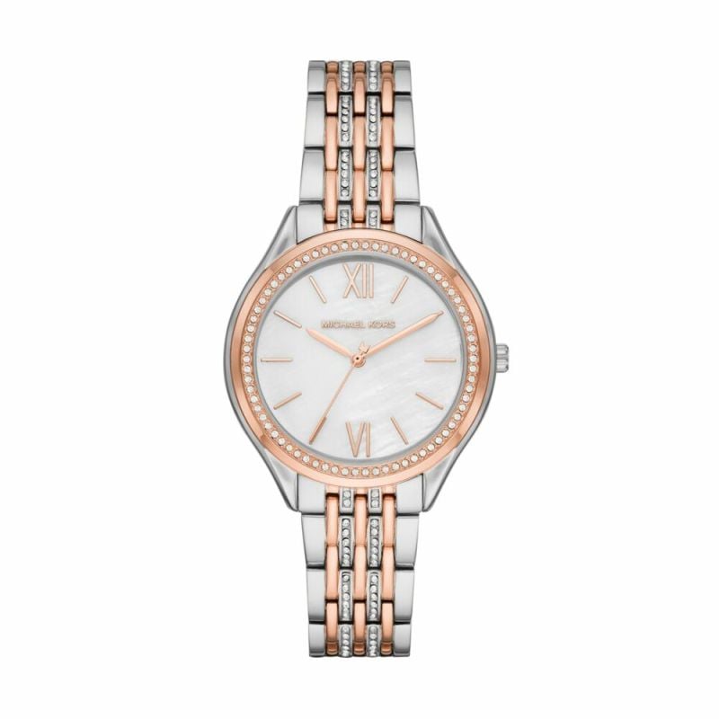 Shop Authentic Michael Kors Mindy Three Hand White Dial Two Tone Steel Strap Watch For Women - MK7077 - Luxxuri