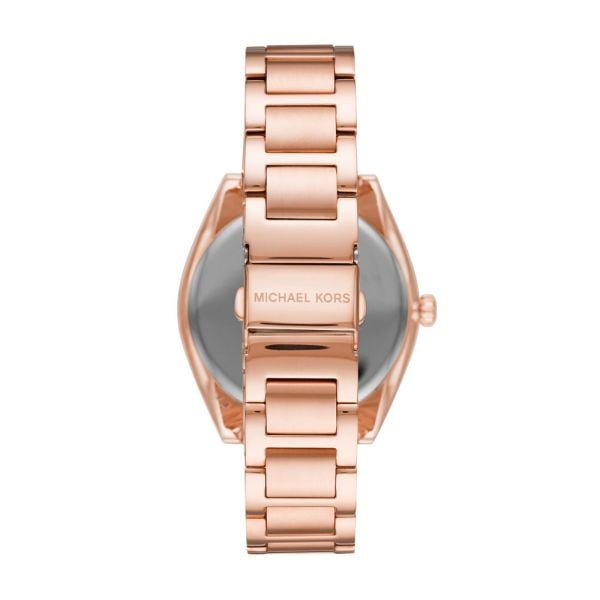 Michael Kors Tibby Chronograph White Dial Rose Gold Steel Strap Watch For Men - MK7293