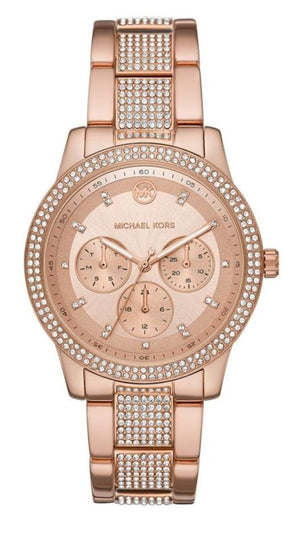  Shop Authentic Michael Kors Tibby Chronograph Crystals Rose Gold Dial Rose Gold Steel Strap Watch For Women - MK6826 - Luxxuri