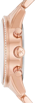 Michael Kors Ritz Chronograph Rose Gold Dial Rose Gold Steel Strap Watch For Women - MK7302