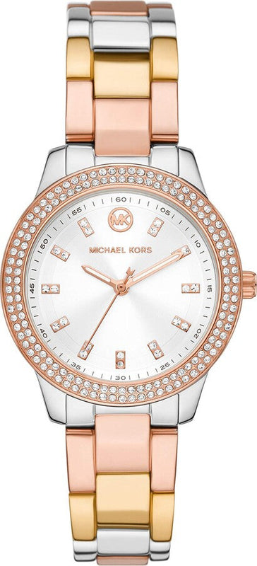  Shop Authentic Michael Kors Tibby Three Hand Crystals Silver Dial Two Tone Steel Strap Watch for Women - MK4576 - Luxxuri