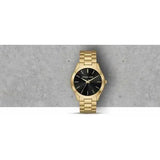  Shop Authentic Michael Kors Slim Runway Quartz Black Dial Gold Steel Strap Watch For Men - MK8621 - Luxxuri