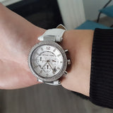  Shop Authentic Michael Kors Parker White Dial White Leather Strap Watch for Women - MK2277 - Luxxuri