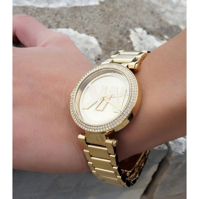  Shop Authentic Michael Kors Parker Diamonds Gold Dial Gold Steel Strap Watch for Women - MK5784 - Luxxuri
