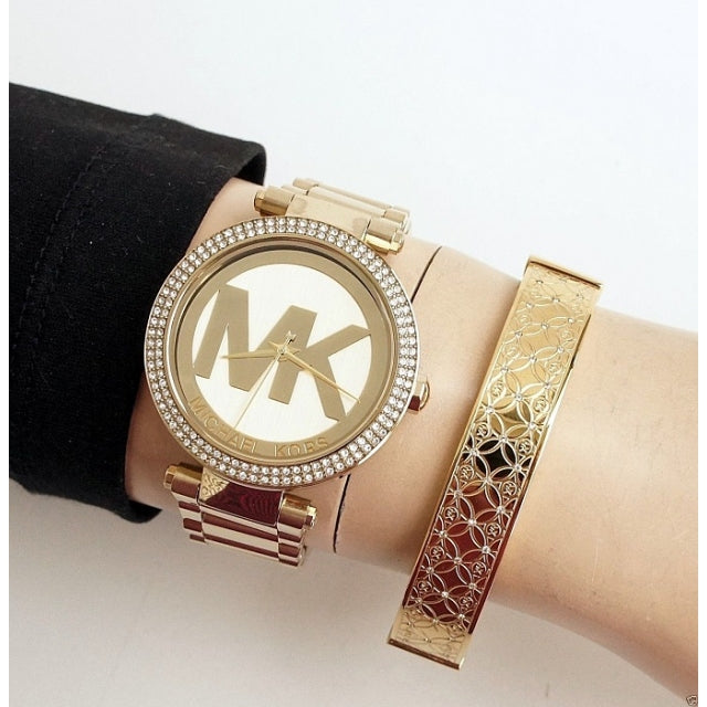  Shop Authentic Michael Kors Parker Diamonds Gold Dial Gold Steel Strap Watch for Women - MK5784 - Luxxuri