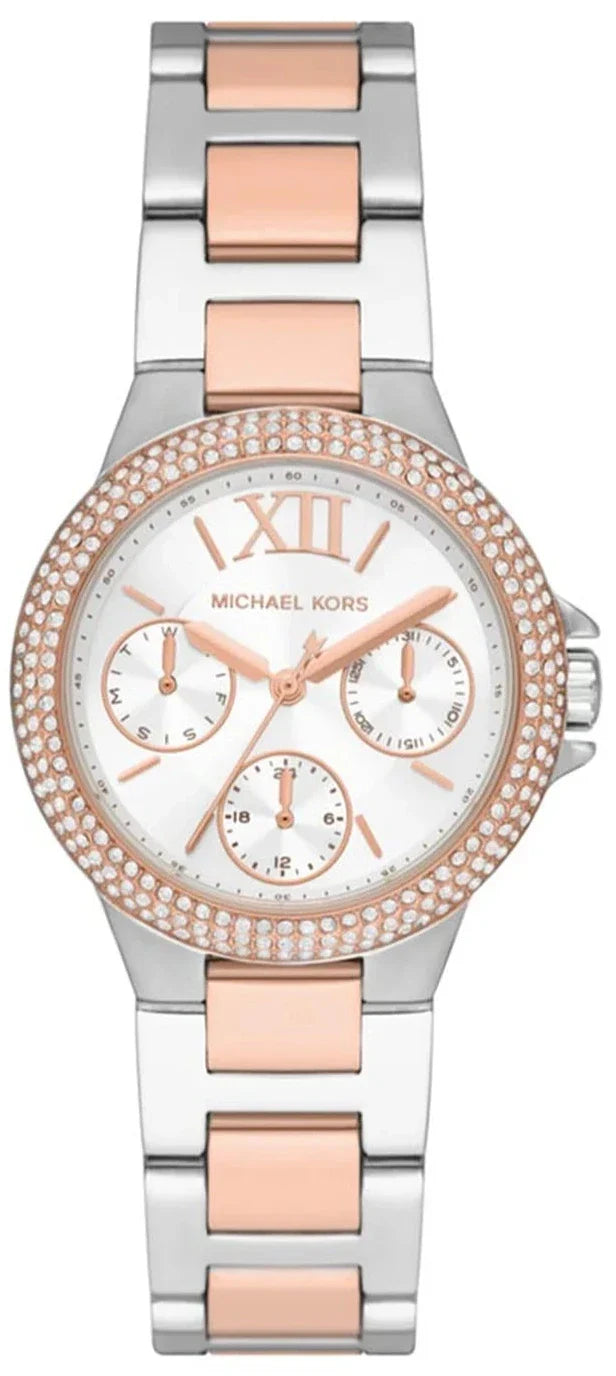  Shop Authentic Michael Kors Camille Multifunction White Dial Two Tone Steel Strap Watch for Women - MK1054 - Luxxuri