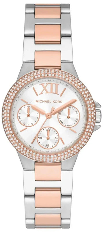  Shop Authentic Michael Kors Camille Multifunction White Dial Two Tone Steel Strap Watch for Women - MK1054 - Luxxuri
