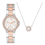  Shop Authentic Michael Kors Camille Multifunction White Dial Two Tone Steel Strap Watch for Women - MK1054 - Luxxuri