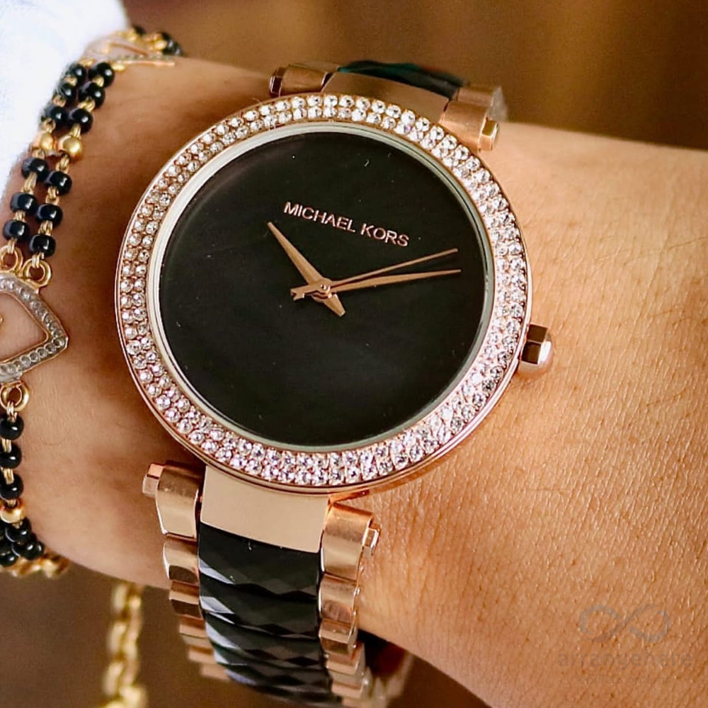  Shop Authentic Michael Kors Parker Mother of Pearl Black Dial Two Tone Steel Strap Watch for Women - MK6414 - Luxxuri