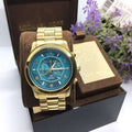  Shop Authentic Michael Kors Runway Stop Hunger Blue Dial Gold Steel Strap Watch for Men - MK8315 - Luxxuri