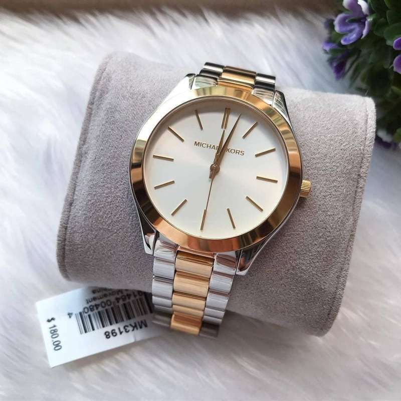  Shop Authentic Michael Kors Runway White Dial Two Tone Stainless Steel Strp Watch for Women - MK3204A - Luxxuri