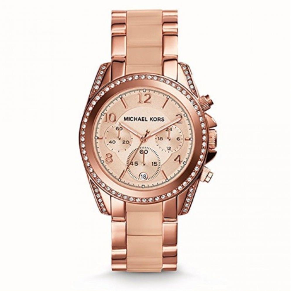 Michael Kors Blair Chronograph Rose Gold Dial Two Tone Steel Strap Watch for Women - MK5943