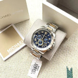  Shop Authentic Michael Kors Brecken Chronograph Blue Dial Two Tone Steel Strap Watch For Men - MK8437 - Luxxuri