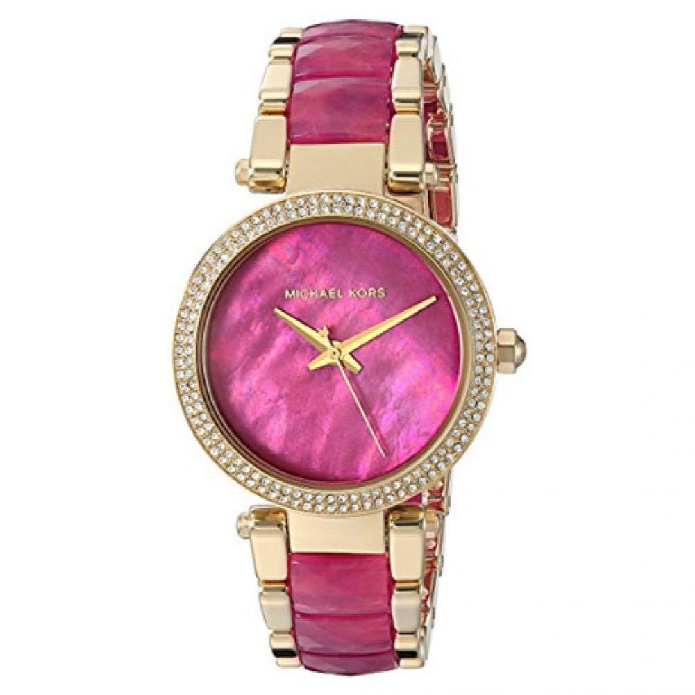  Shop Authentic Michael Kors Parker Pink Mother of Pearl Dial Two Tone Steel Strap Watch for Women - MK6490 - Luxxuri