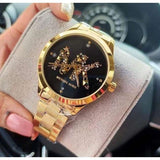  Shop Authentic Michael Kors Runway Quartz Black Dial Gold Steel Strap Watch For Women - MK6682 - Luxxuri