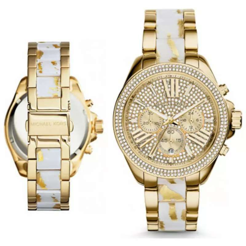  Shop Authentic Michael Kors Wren Diamonds Gold Dial Two Tone Steel Strap Watch for Women - MK6157 - Luxxuri