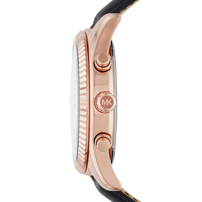 Shop Authentic Michael Kors Lexington Chronograph Rose Gold Dial Black Leather Strap Watch For Men - MK8516 - Luxxuri