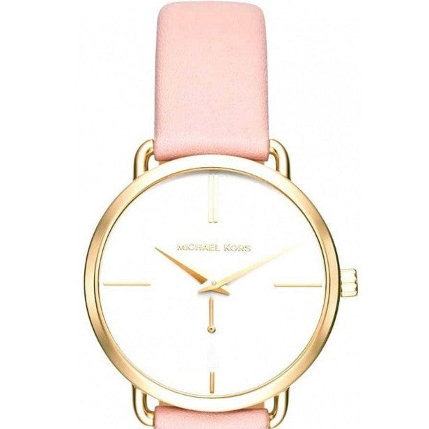 Michael Kors Portia Quartz White Dial Pink Leather Strap Watch For Women - MK2659