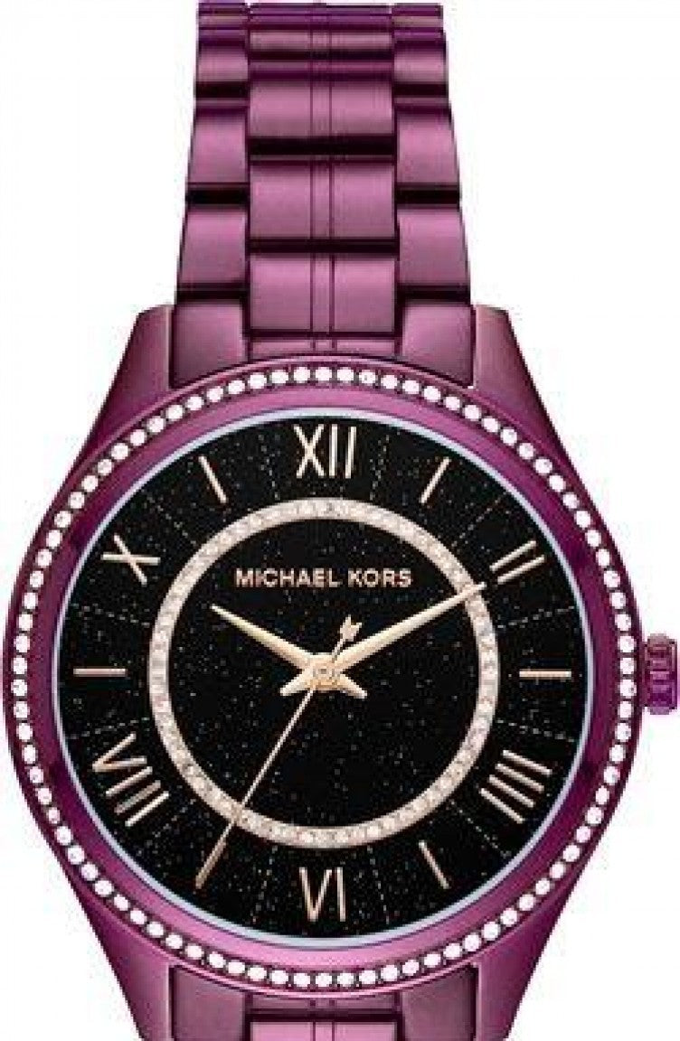 Michael Kors Lauryn Black Dial Purple Steel Strap Watch for Women - MK3724