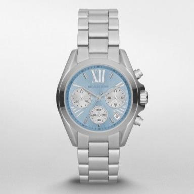 Michael Kors Bradshaw Chronograph Blue Dial Silver Steel Strap Watch For Women - MK6098