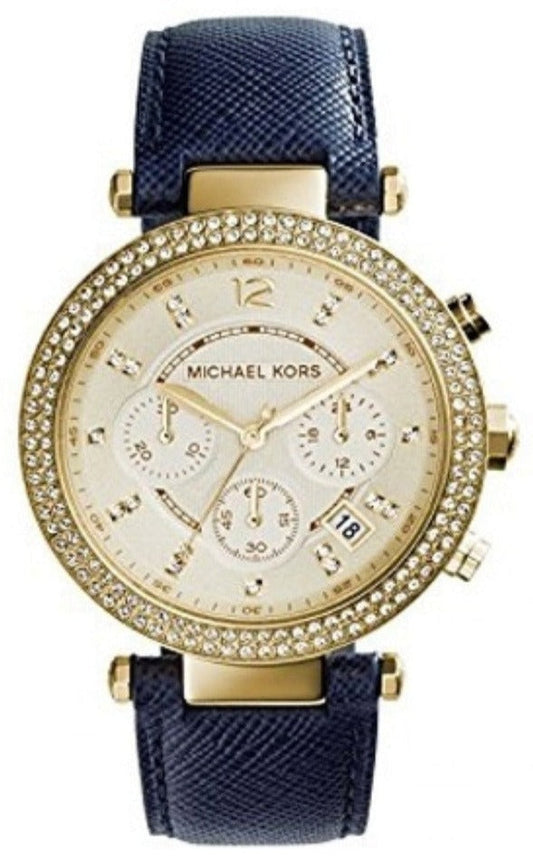  Shop Authentic Michael Kors Parker Gold Dial Blue Leather Strap Watch for Women - MK2280 - Luxxuri
