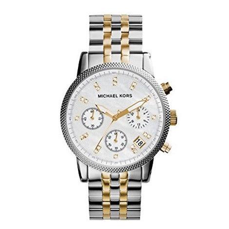  Shop Authentic Michael Kors Ritz Chronograph White Dial Two Tone Steel Strap Watch for Women - MK5057 - Luxxuri