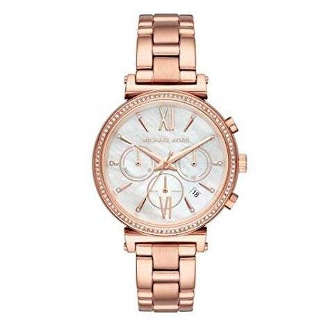  Shop Authentic Michael Kors Sofie Chronograph Mother of Pearl White Dial Rose Gold Steel Strap Watch For Women - MK6576 - Luxxuri