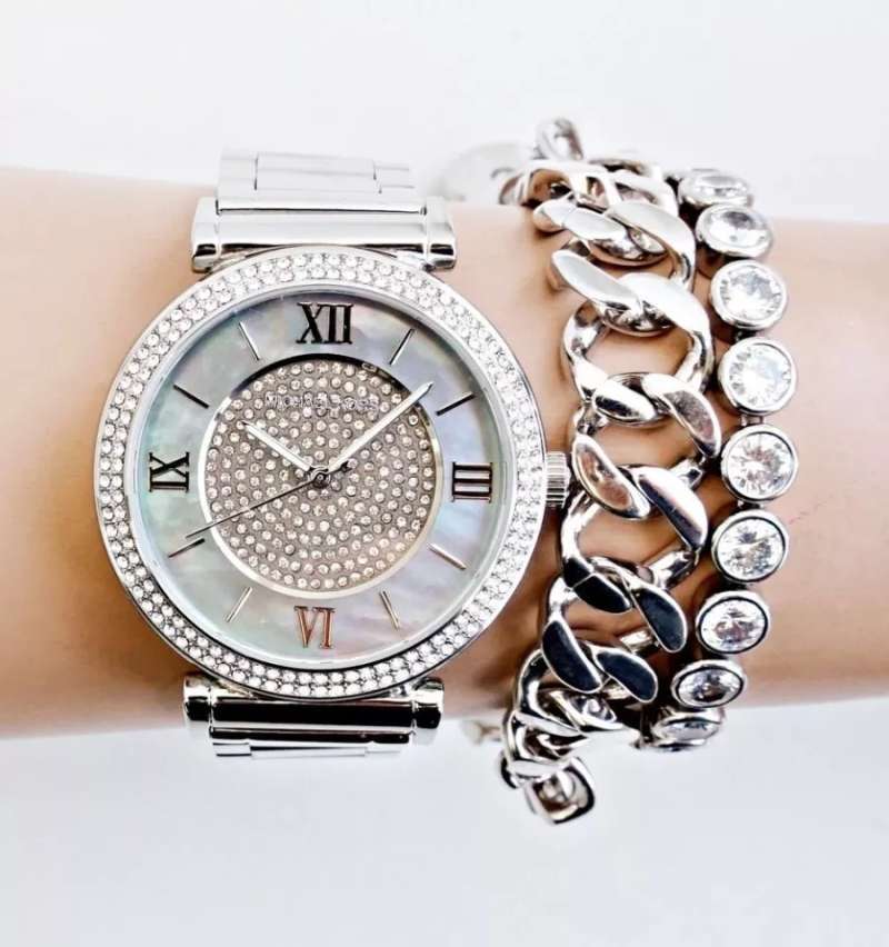  Shop Authentic Michael Kors Caitlin Crystal Dial Silver Steel Strap Watch for Women - MK3331 - Luxxuri