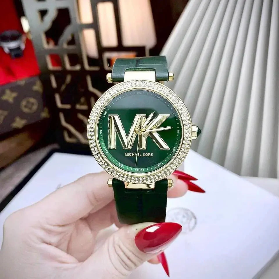  Shop Authentic Michael Kors Parker Green Dial Green Leather Strap Watch For Women - MK4724 - Luxxuri